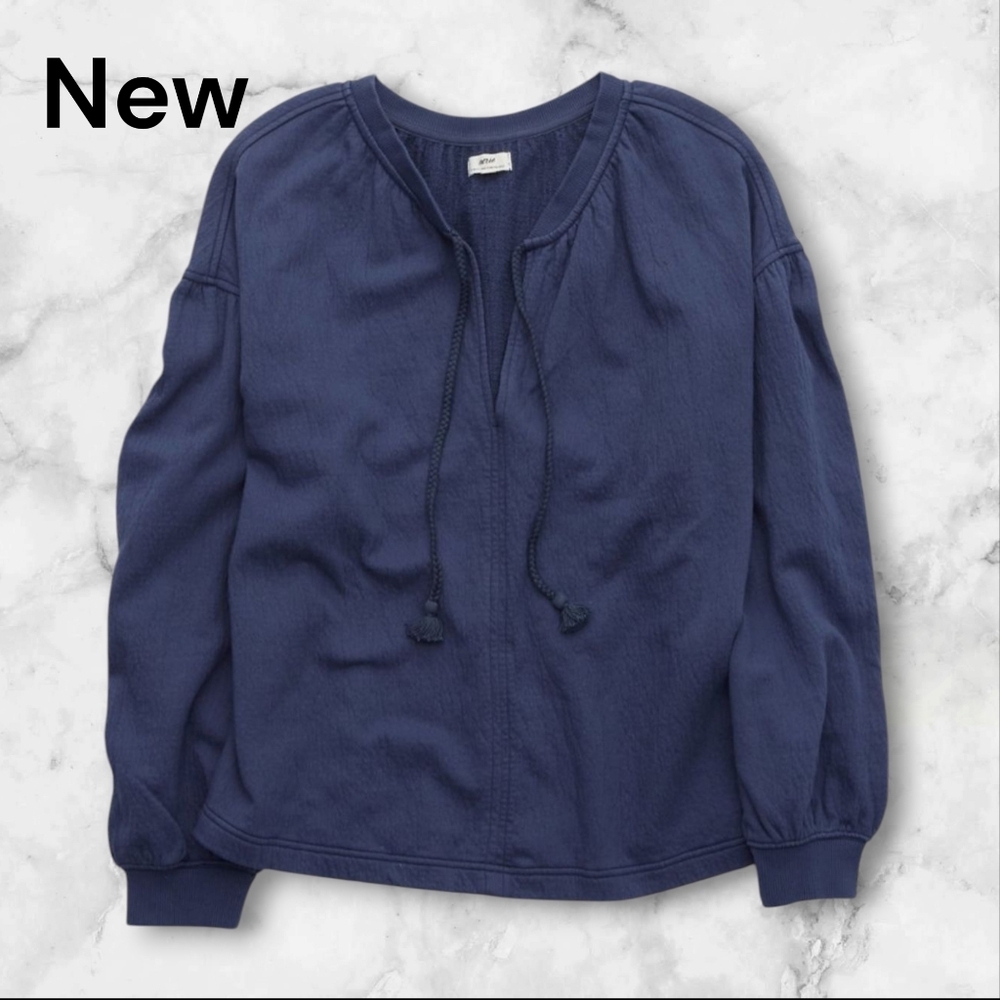 New!  Aerie Navy Crinkle Sweatshirt XL – Cozy Fall Essential